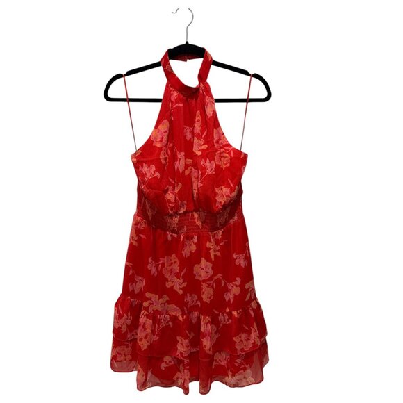CHELSEA 28 Women Red Floral Mini Sleeveless Dress MEDIUM - Picture 2 of 6